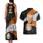 Personalized Giants Football Couples Matching Tank Maxi Dress and Hawaiian Shirt Easter Egg Pattern Orange Monochrome Tribal Dot Style