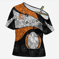 Personalized Giants Football Cross Shoulder Shirt Easter Egg Pattern Orange Monochrome Tribal Dot Style