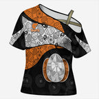 Personalized Giants Football Cross Shoulder Shirt Easter Egg Pattern Orange Monochrome Tribal Dot Style