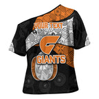 Personalized Giants Football Cross Shoulder Shirt Easter Egg Pattern Orange Monochrome Tribal Dot Style