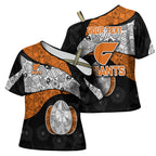 Personalized Giants Football Cross Shoulder Shirt Easter Egg Pattern Orange Monochrome Tribal Dot Style
