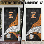 Personalized Giants Football Door Cover Easter Egg Pattern Orange Monochrome Tribal Dot Style