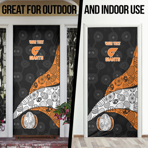 Personalized Giants Football Door Cover Easter Egg Pattern Orange Monochrome Tribal Dot Style