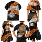 Personalized Giants Football Family Matching Mermaid Dress and Hawaiian Shirt Easter Egg Pattern Orange Monochrome Tribal Dot Style