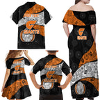 Personalized Giants Football Family Matching Off Shoulder Maxi Dress and Hawaiian Shirt Easter Egg Pattern Orange Monochrome Tribal Dot Style
