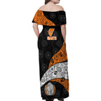 Personalized Giants Football Family Matching Off Shoulder Maxi Dress and Hawaiian Shirt Easter Egg Pattern Orange Monochrome Tribal Dot Style