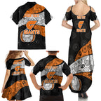 Personalized Giants Football Family Matching Summer Maxi Dress and Hawaiian Shirt Easter Egg Pattern Orange Monochrome Tribal Dot Style