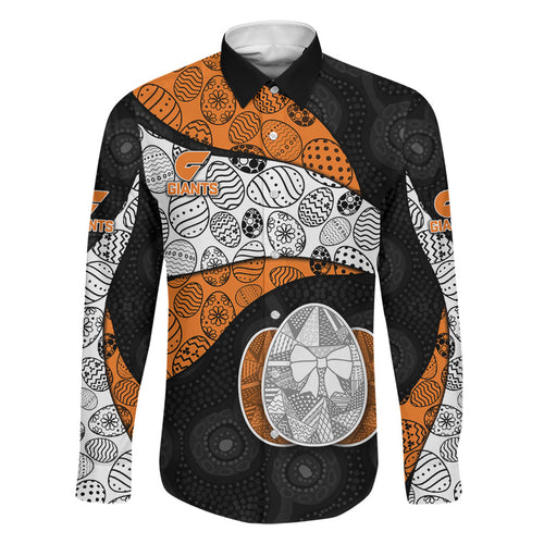 Personalized Giants Football Family Matching Summer Maxi Dress and Hawaiian Shirt Easter Egg Pattern Orange Monochrome Tribal Dot Style