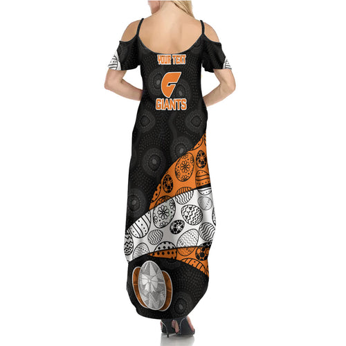 Personalized Giants Football Family Matching Summer Maxi Dress and Hawaiian Shirt Easter Egg Pattern Orange Monochrome Tribal Dot Style