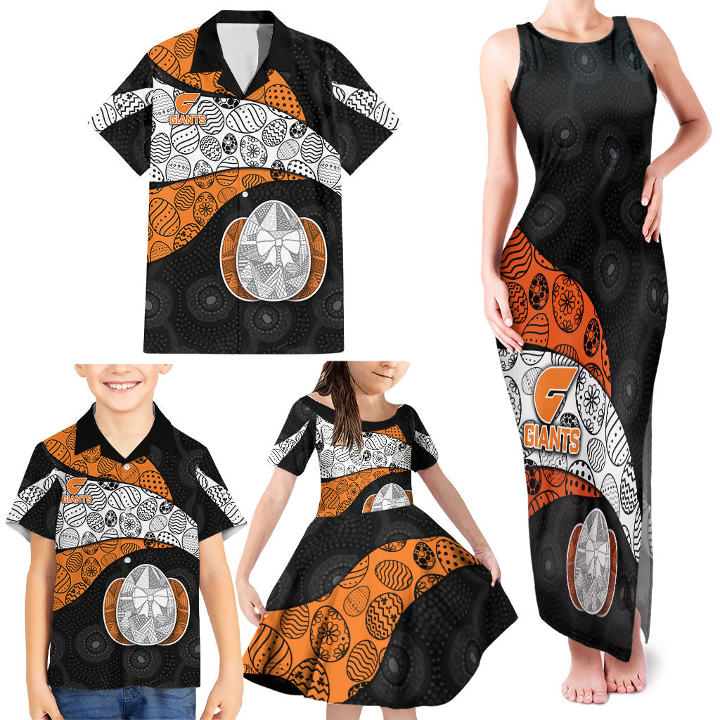 Personalized Giants Football Family Matching Tank Maxi Dress and Hawaiian Shirt Easter Egg Pattern Orange Monochrome Tribal Dot Style