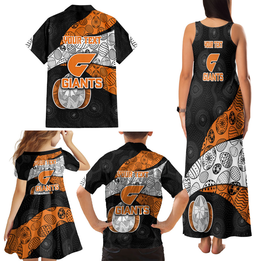 Personalized Giants Football Family Matching Tank Maxi Dress and Hawaiian Shirt Easter Egg Pattern Orange Monochrome Tribal Dot Style