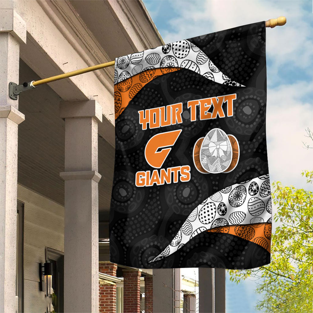 Personalized Giants Football Garden Flag Easter Egg Pattern Orange Monochrome Tribal Dot Style