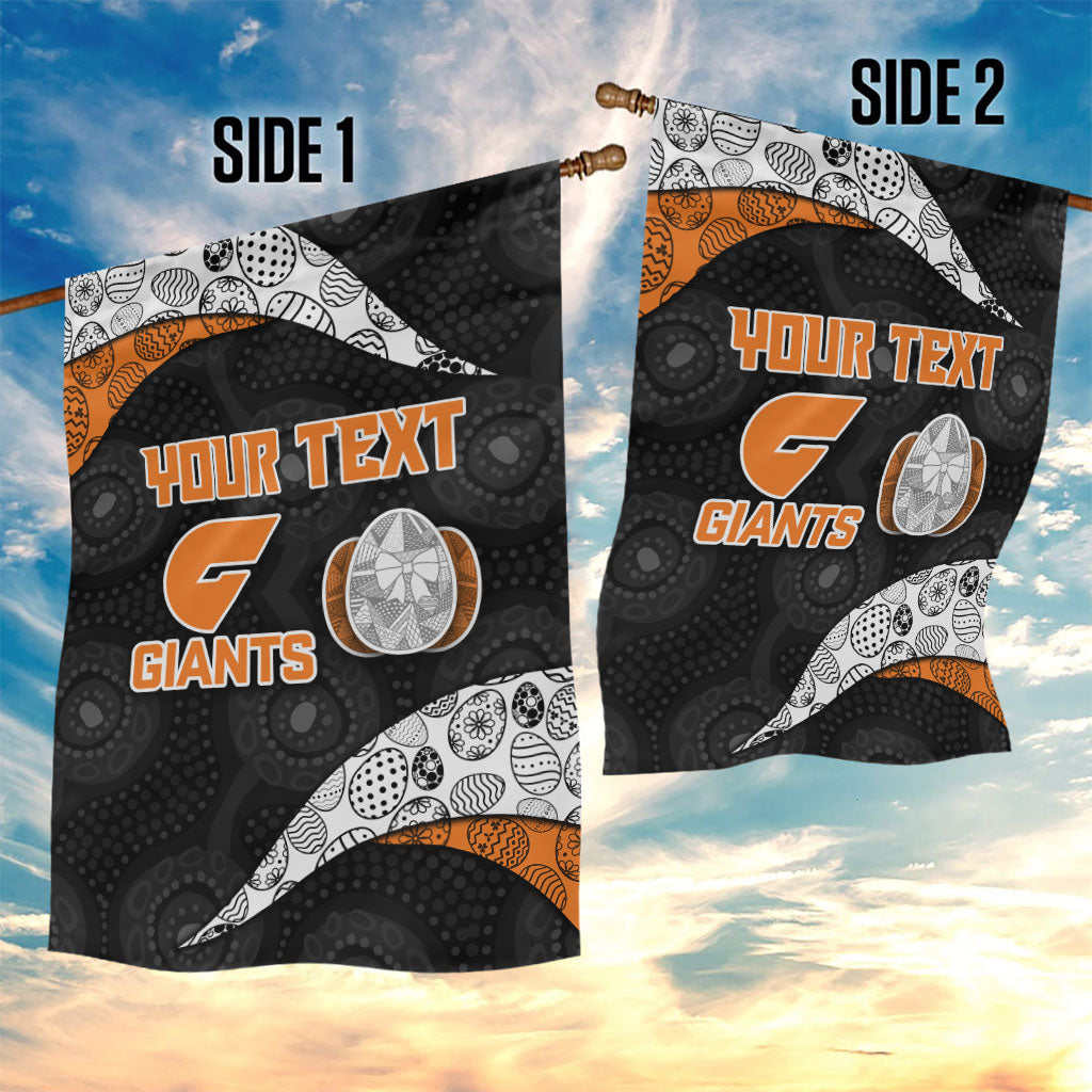 Personalized Giants Football Garden Flag Easter Egg Pattern Orange Monochrome Tribal Dot Style