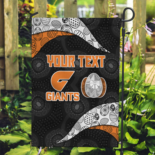 Personalized Giants Football Garden Flag Easter Egg Pattern Orange Monochrome Tribal Dot Style