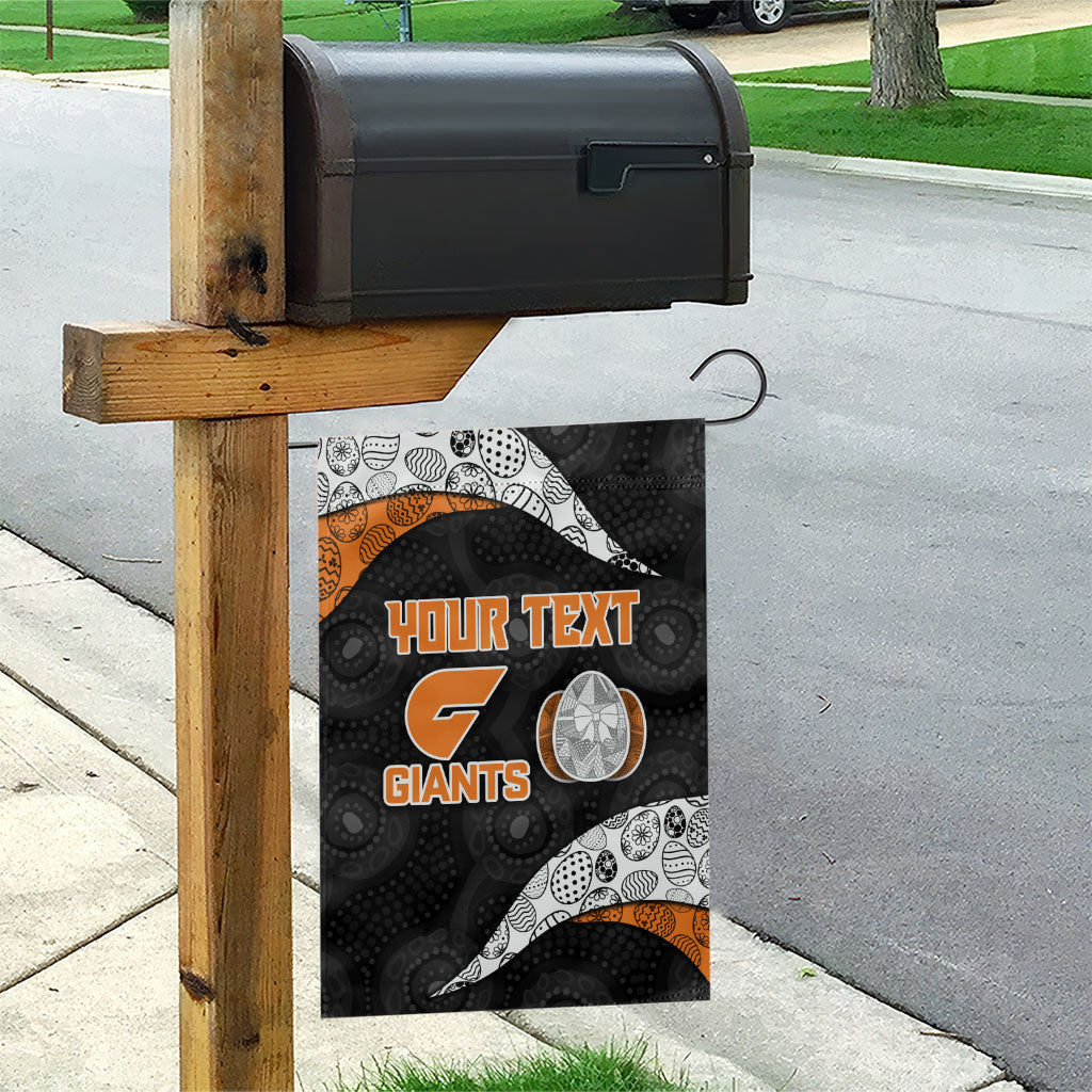 Personalized Giants Football Garden Flag Easter Egg Pattern Orange Monochrome Tribal Dot Style