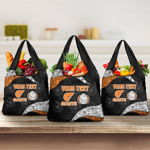 Personalized Giants Football Grocery Bag Easter Egg Pattern Orange Monochrome Tribal Dot Style