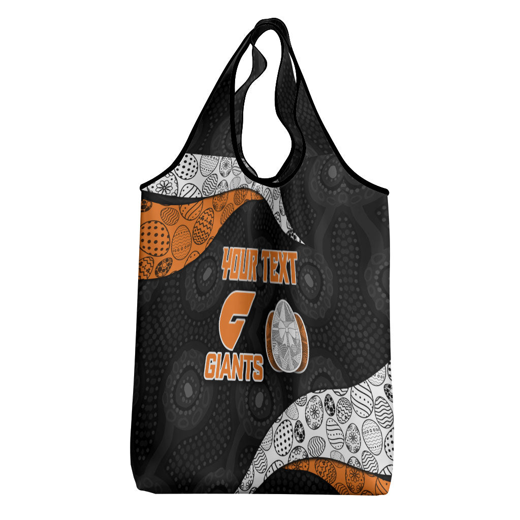 Personalized Giants Football Grocery Bag Easter Egg Pattern Orange Monochrome Tribal Dot Style