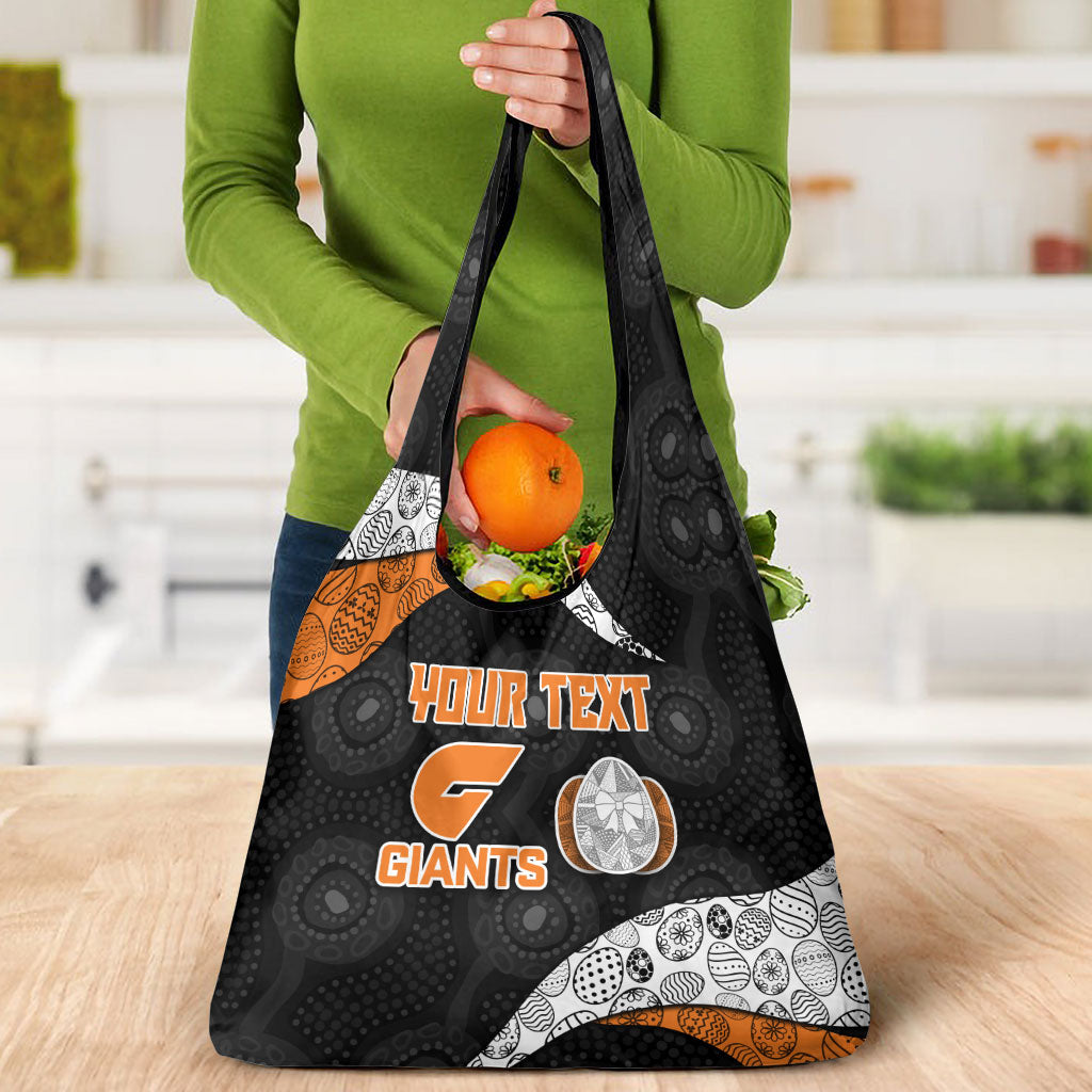 Personalized Giants Football Grocery Bag Easter Egg Pattern Orange Monochrome Tribal Dot Style