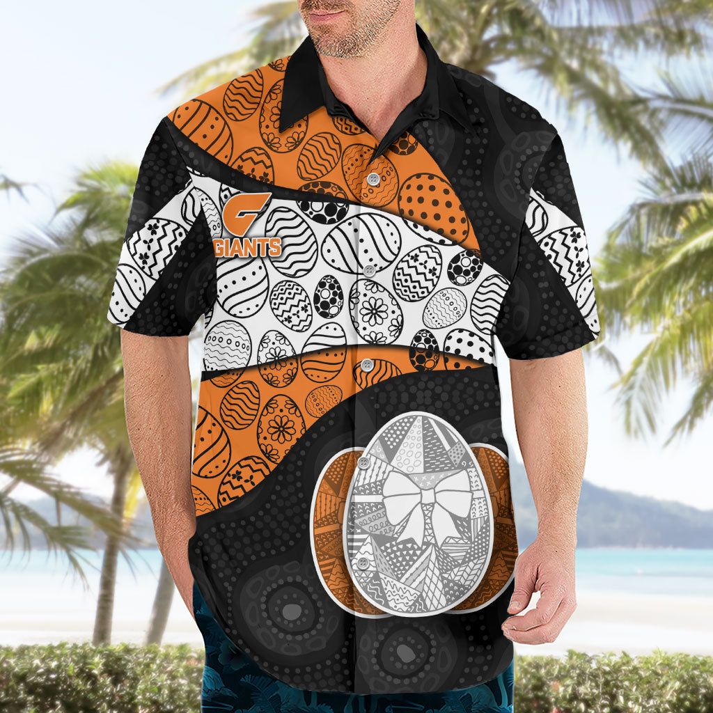 Personalized Giants Football Hawaiian Shirt Easter Egg Pattern Orange Monochrome Tribal Dot Style