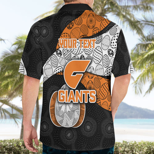 Personalized Giants Football Hawaiian Shirt Easter Egg Pattern Orange Monochrome Tribal Dot Style