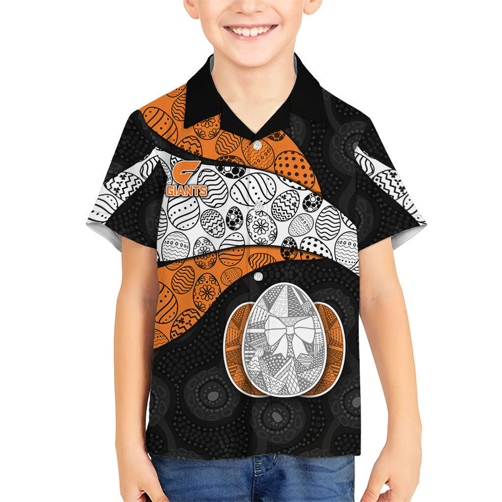 Personalized Giants Football Hawaiian Shirt Easter Egg Pattern Orange Monochrome Tribal Dot Style