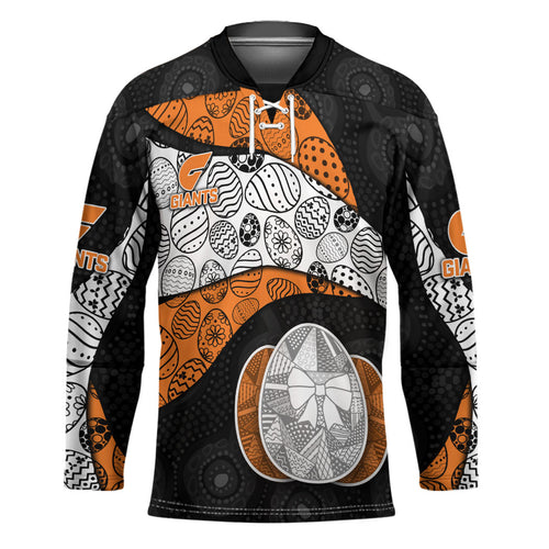 Personalized Giants Football Hockey Jersey Easter Egg Pattern Orange Monochrome Tribal Dot Style