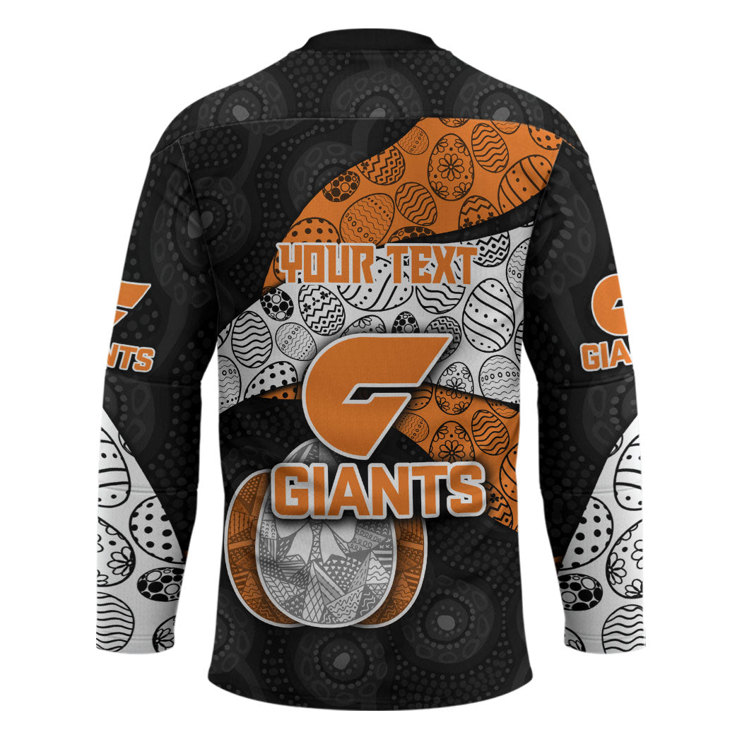 Personalized Giants Football Hockey Jersey Easter Egg Pattern Orange Monochrome Tribal Dot Style