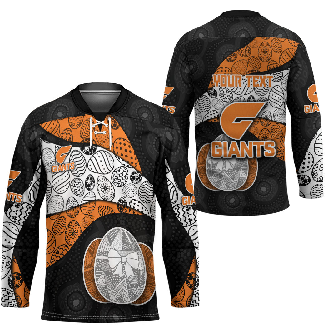 Personalized Giants Football Hockey Jersey Easter Egg Pattern Orange Monochrome Tribal Dot Style