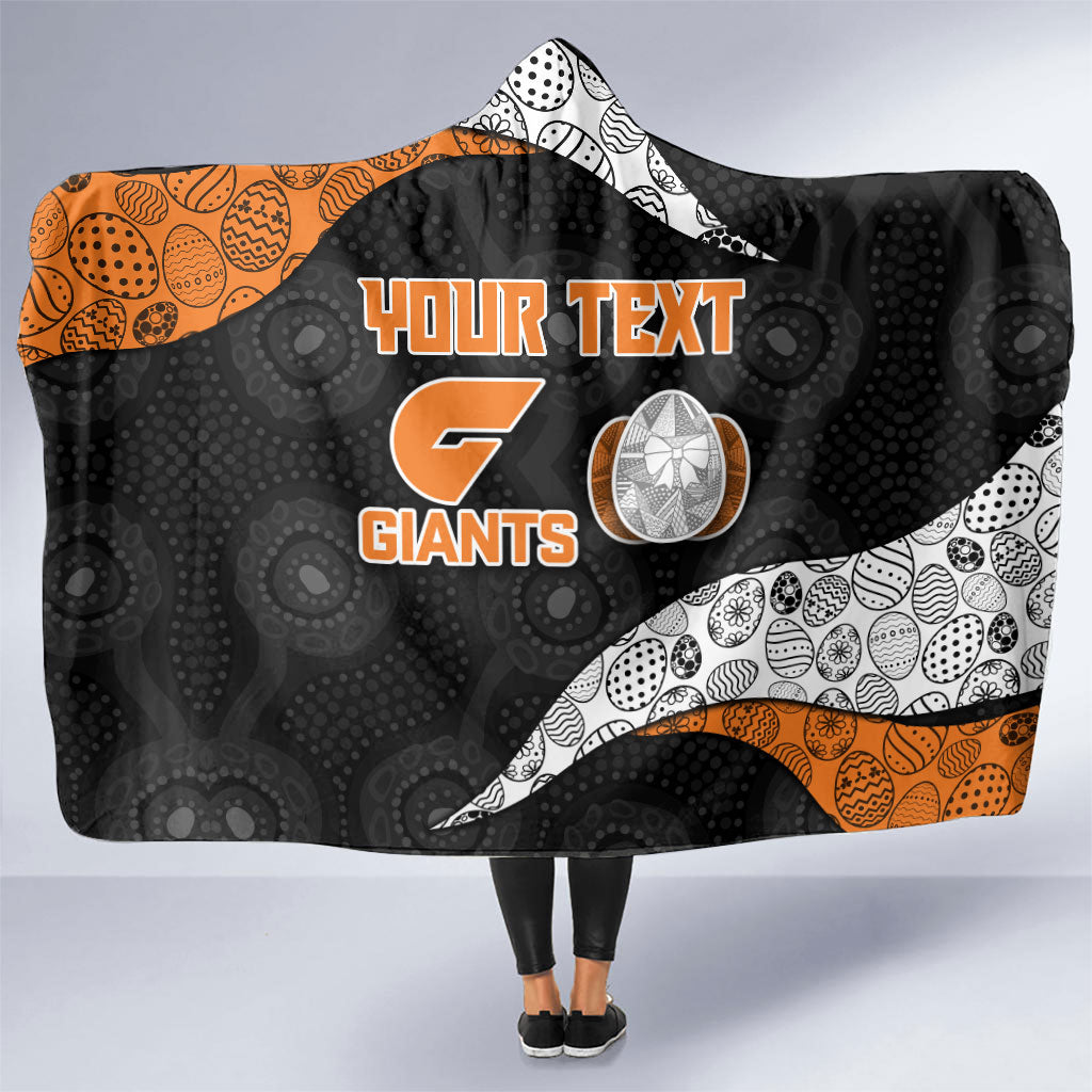 Personalized Giants Football Hooded Blanket Easter Egg Pattern Orange Monochrome Tribal Dot Style