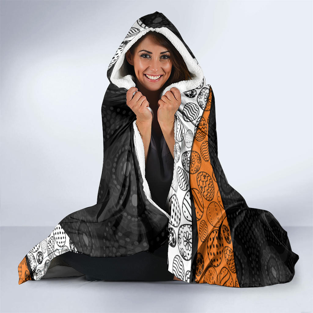 Personalized Giants Football Hooded Blanket Easter Egg Pattern Orange Monochrome Tribal Dot Style