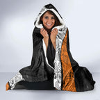 Personalized Giants Football Hooded Blanket Easter Egg Pattern Orange Monochrome Tribal Dot Style