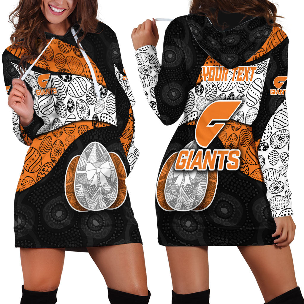 Personalized Giants Football Hoodie Dress Easter Egg Pattern Orange Monochrome Tribal Dot Style