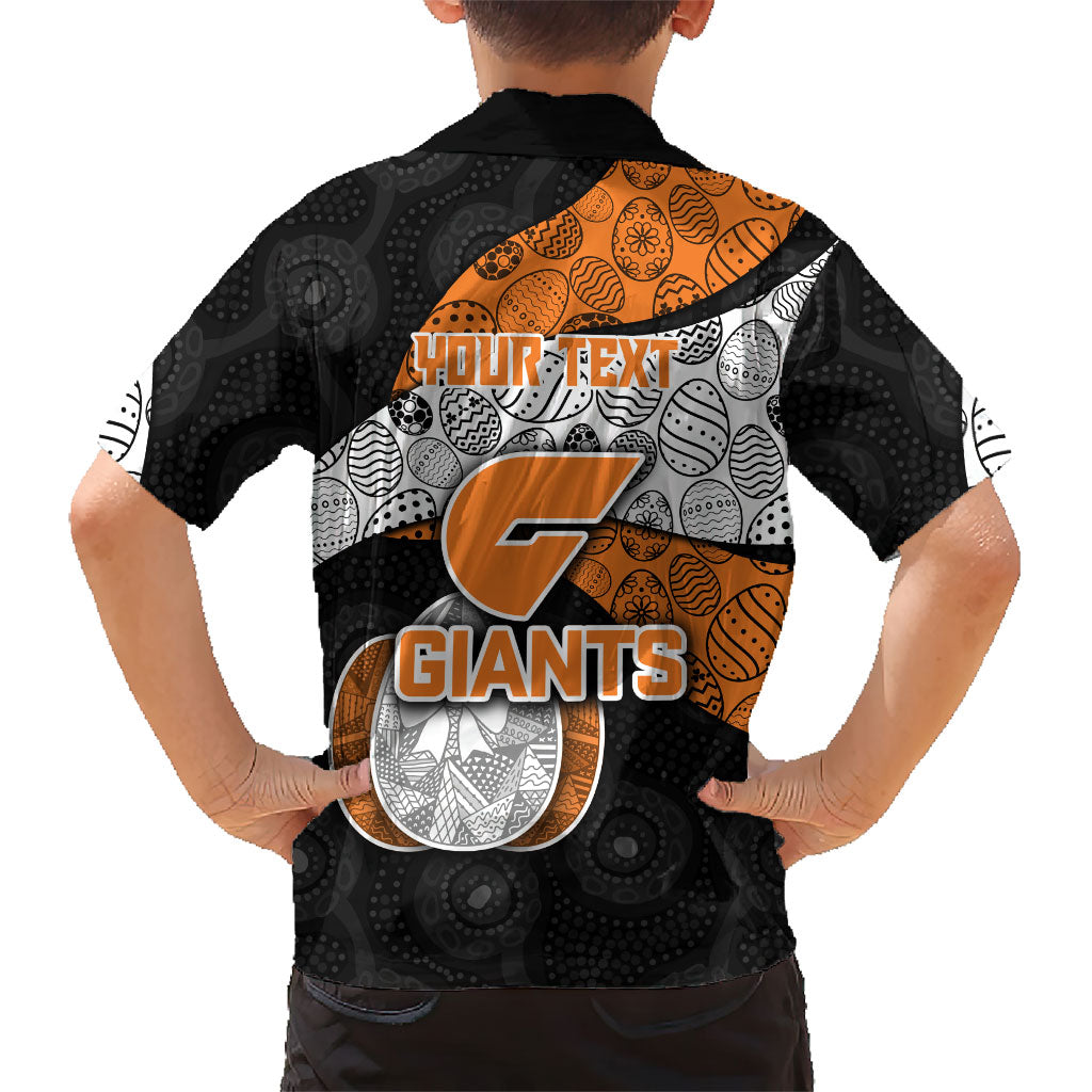 Personalized Giants Football Kid Hawaiian Shirt Easter Egg Pattern Orange Monochrome Tribal Dot Style