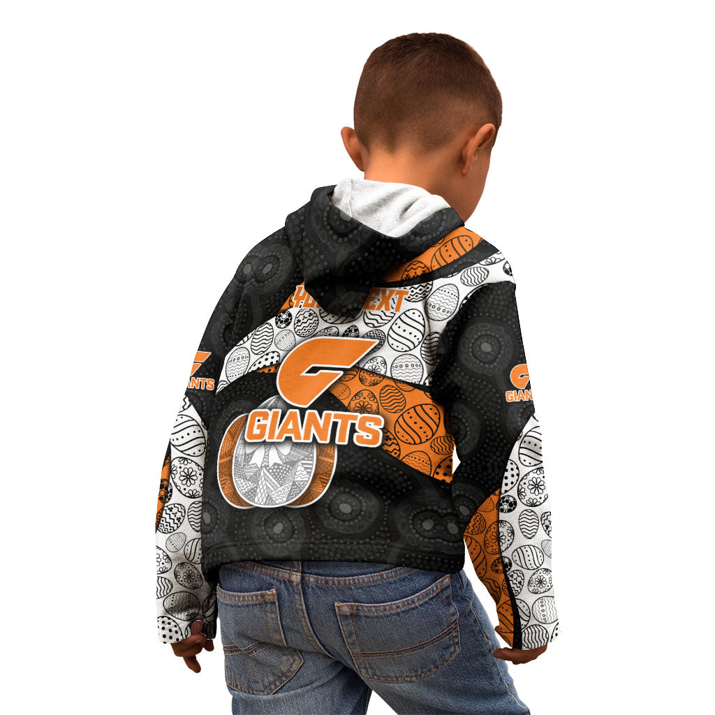 Personalized Giants Football Kid Hoodie Easter Egg Pattern Orange Monochrome Tribal Dot Style