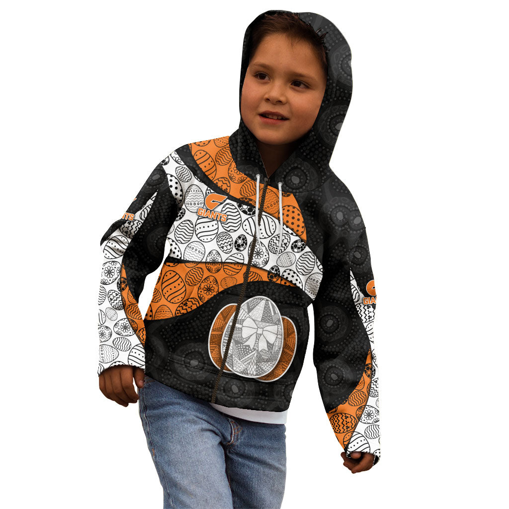 Personalized Giants Football Kid Hoodie Easter Egg Pattern Orange Monochrome Tribal Dot Style