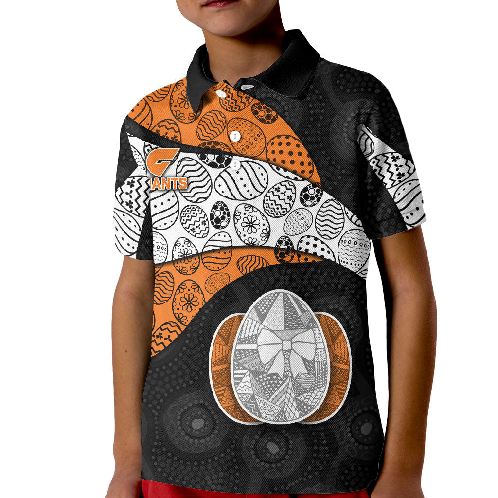 Personalized Giants Football Kid Polo Shirt Easter Egg Pattern Orange Monochrome Tribal Dot Style
