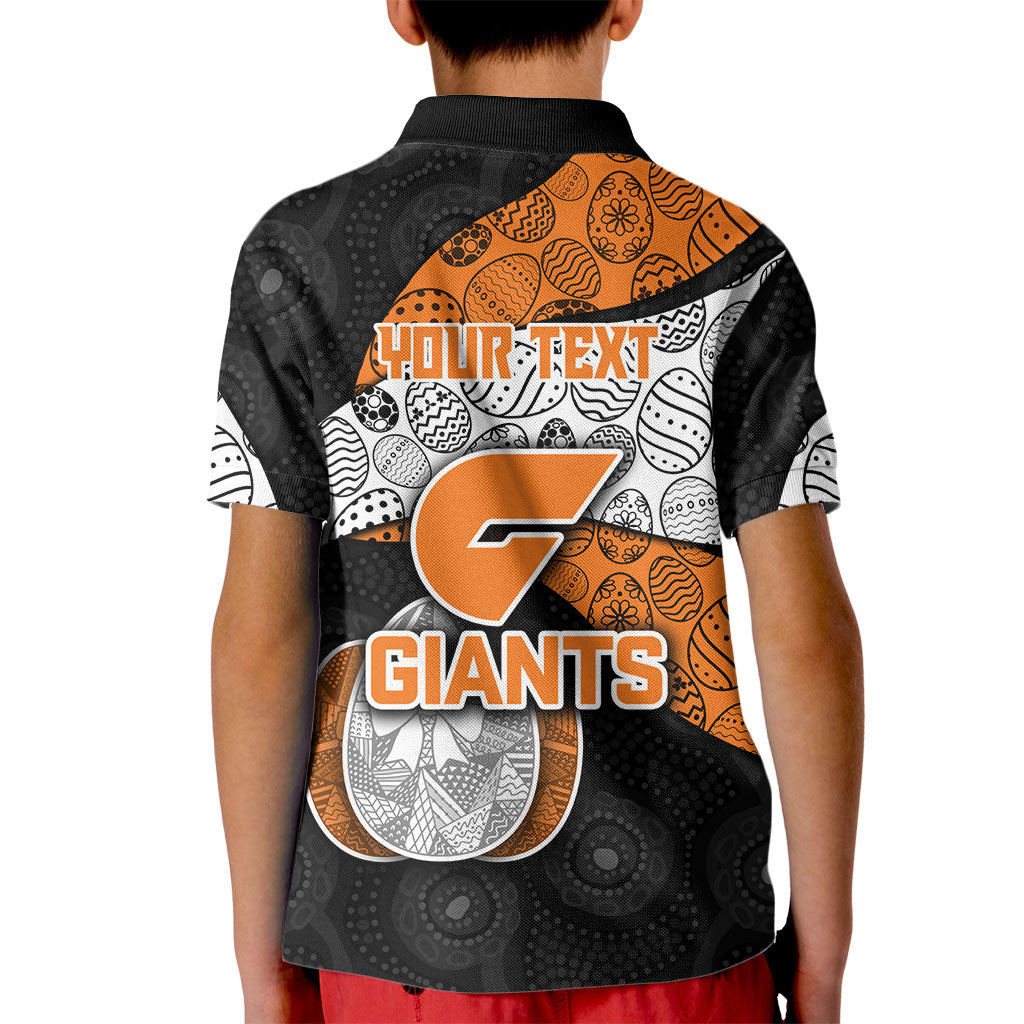 Personalized Giants Football Kid Polo Shirt Easter Egg Pattern Orange Monochrome Tribal Dot Style