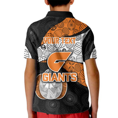 Personalized Giants Football Kid Polo Shirt Easter Egg Pattern Orange Monochrome Tribal Dot Style