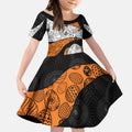 Personalized Giants Football Kid Short Sleeve Dress Easter Egg Pattern Orange Monochrome Tribal Dot Style
