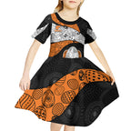 Personalized Giants Football Kid Short Sleeve Dress Easter Egg Pattern Orange Monochrome Tribal Dot Style