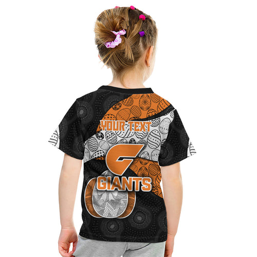 Personalized Giants Football Kid T Shirt Easter Egg Pattern Orange Monochrome Tribal Dot Style