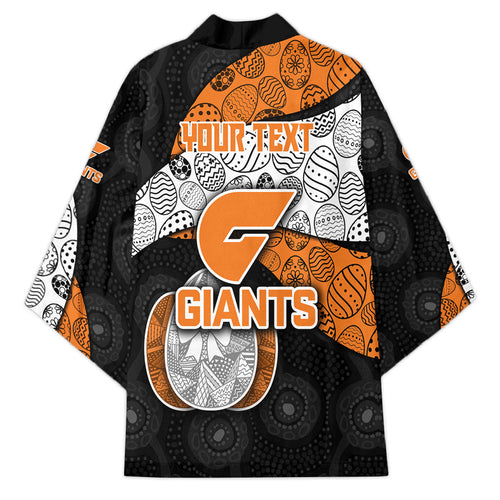 Personalized Giants Football Kimono Easter Egg Pattern Orange Monochrome Tribal Dot Style