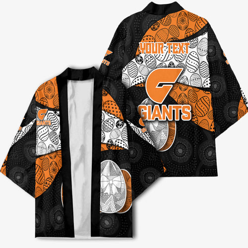Personalized Giants Football Kimono Easter Egg Pattern Orange Monochrome Tribal Dot Style