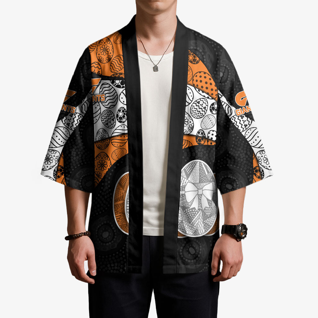 Personalized Giants Football Kimono Easter Egg Pattern Orange Monochrome Tribal Dot Style