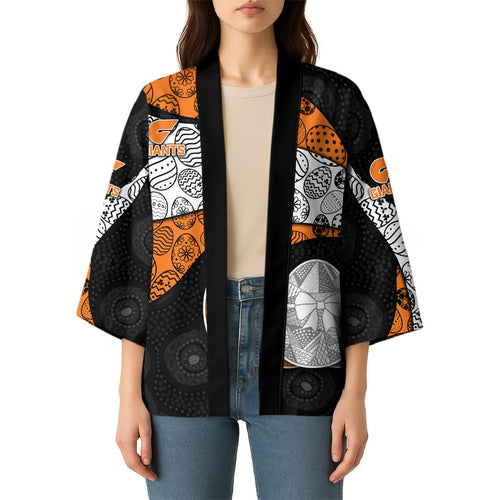 Personalized Giants Football Kimono Easter Egg Pattern Orange Monochrome Tribal Dot Style