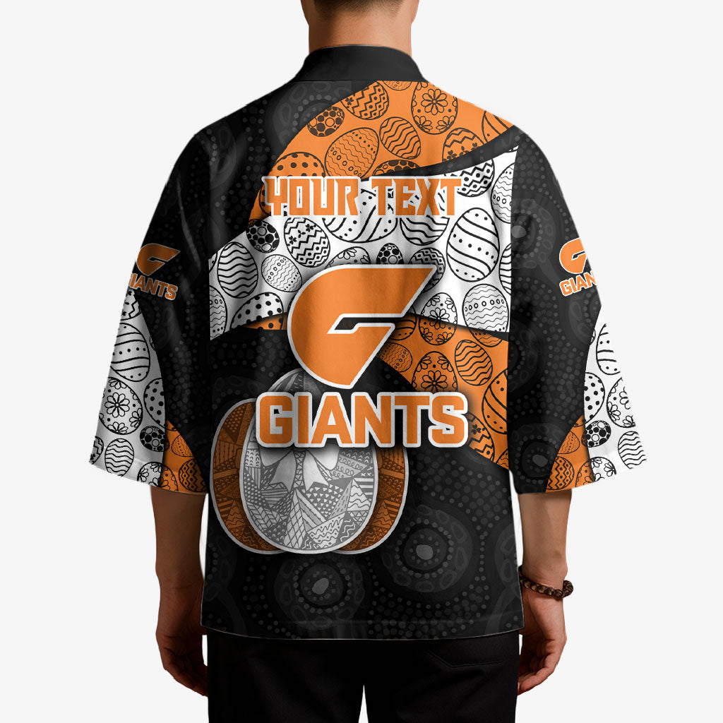 Personalized Giants Football Kimono Easter Egg Pattern Orange Monochrome Tribal Dot Style