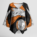 Personalized Giants Football Kimono Sleeve Blouse Easter Egg Pattern Orange Monochrome Tribal Dot Style