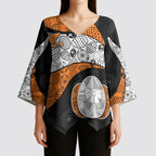 Personalized Giants Football Kimono Sleeve Blouse Easter Egg Pattern Orange Monochrome Tribal Dot Style