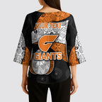 Personalized Giants Football Kimono Sleeve Blouse Easter Egg Pattern Orange Monochrome Tribal Dot Style