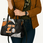 Personalized Giants Football Leather Bag Easter Egg Pattern Orange Monochrome Tribal Dot Style